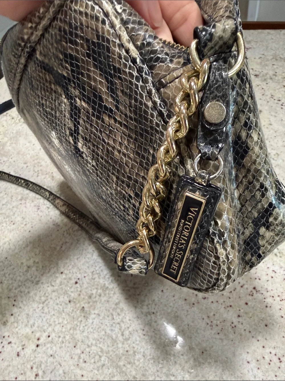 Victoria's Secret Snake-Print Crossbody Bag in Brown and Black